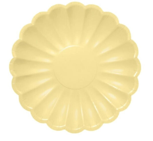 Aaltoreunainen Lautanen Keltainen (6 kpl) 23cm