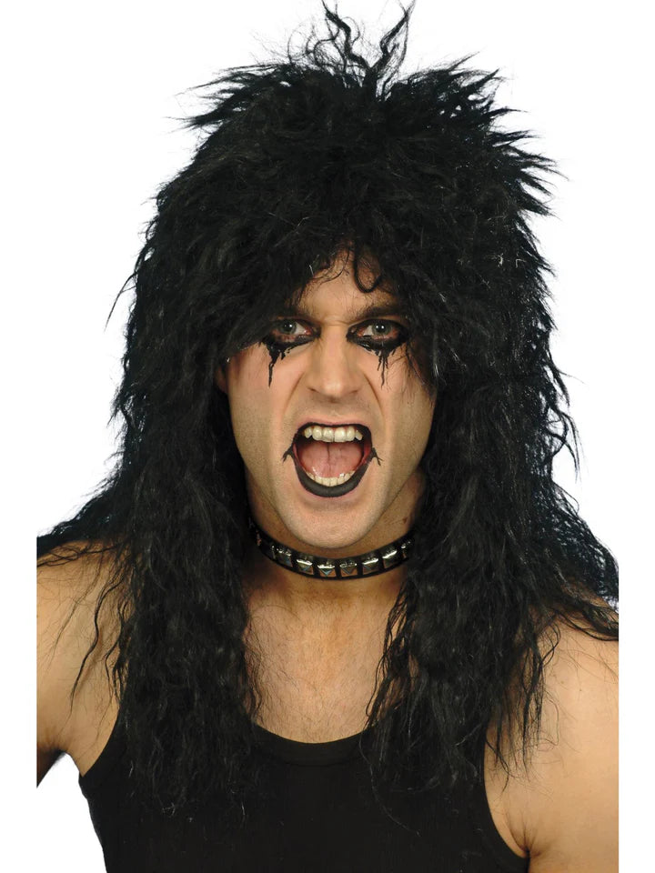 Pitkä Hard Rocker Peruukki, Musta