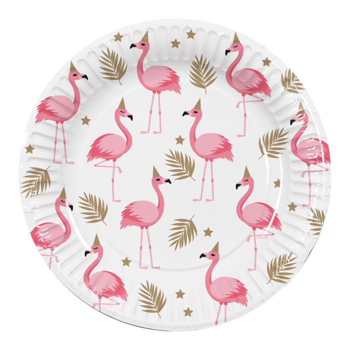 Flamingo-paperilautaset, 10 kpl