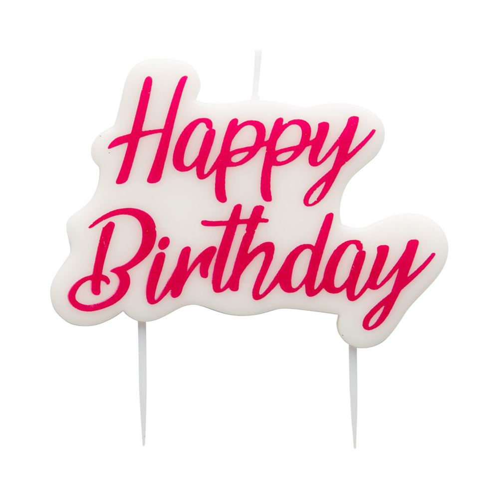 Kakkukynttilä "Happy Birthday" Pinkki