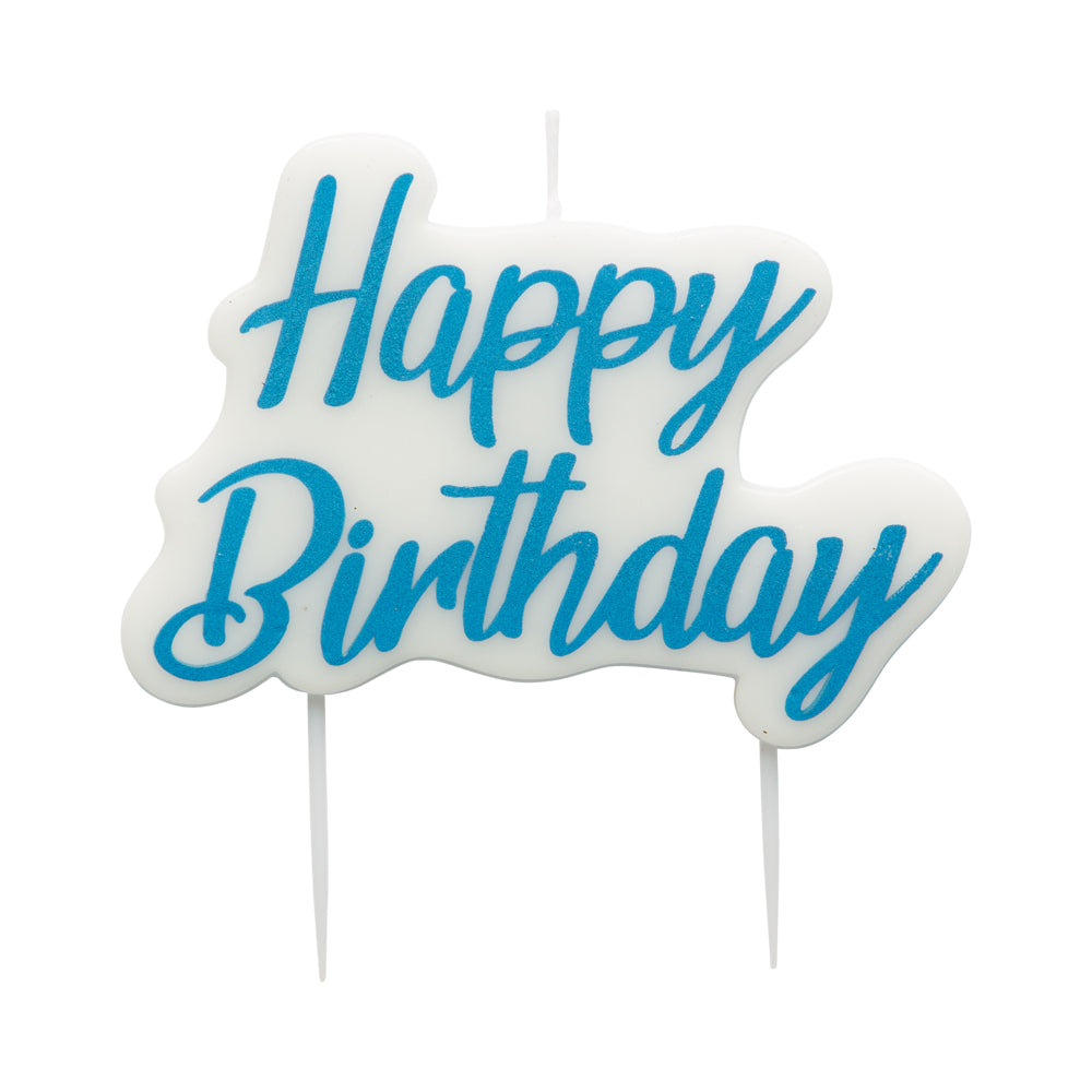 Kakkukynttilä "Happy Birthday" Sininen