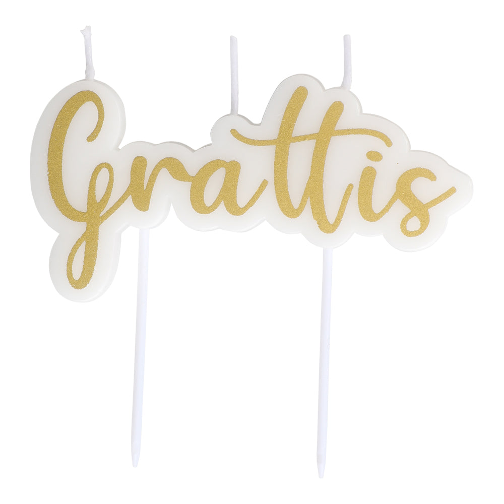 Kakkukynttilä "Grattis" Kulta