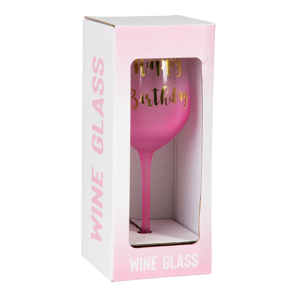 Viinilasi "Happy Birthday" Pinkki