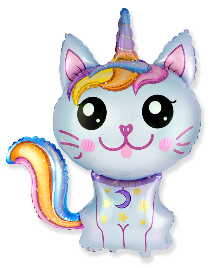 Foilballoon 35 x 29” Caticorn blue