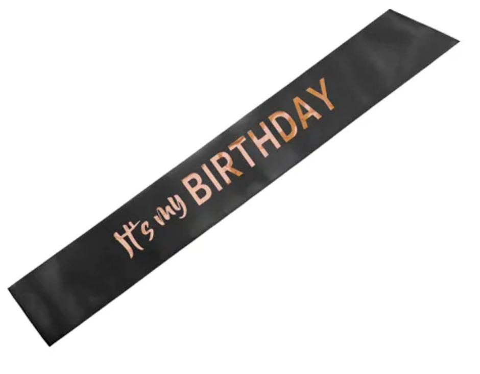 Olkanauha "It's My Birthday" Musta