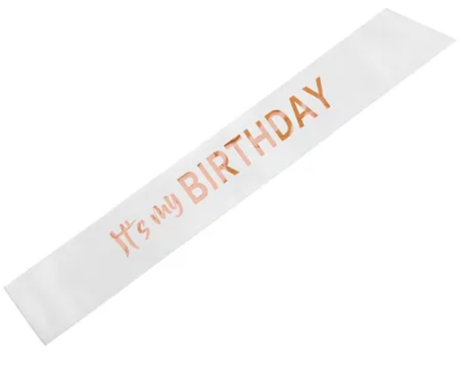 Olkanauha "It´s My Birthday" Valkoinen