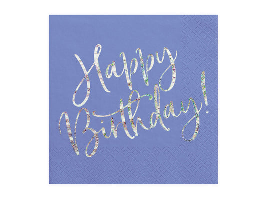 Lautasliina Sininen ''Happy Birthday'' (20 kpl 33x33cm)