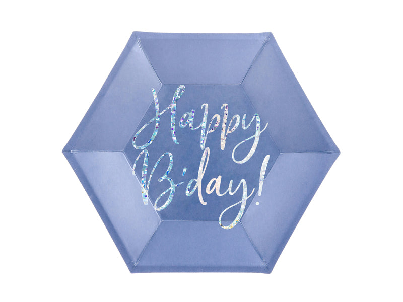 Lautanen Sininen ''Happy B-Day'' (6kpl 20cm)
