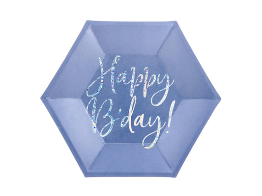 Lautanen Sininen ''Happy B-Day'' (6kpl 20cm)
