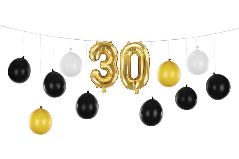 Ilmapallo Setti "30" Kulta/Musta/Valkoinen