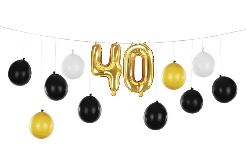 Ilmapallo Setti "40" Kulta/Musta/Valkoinen