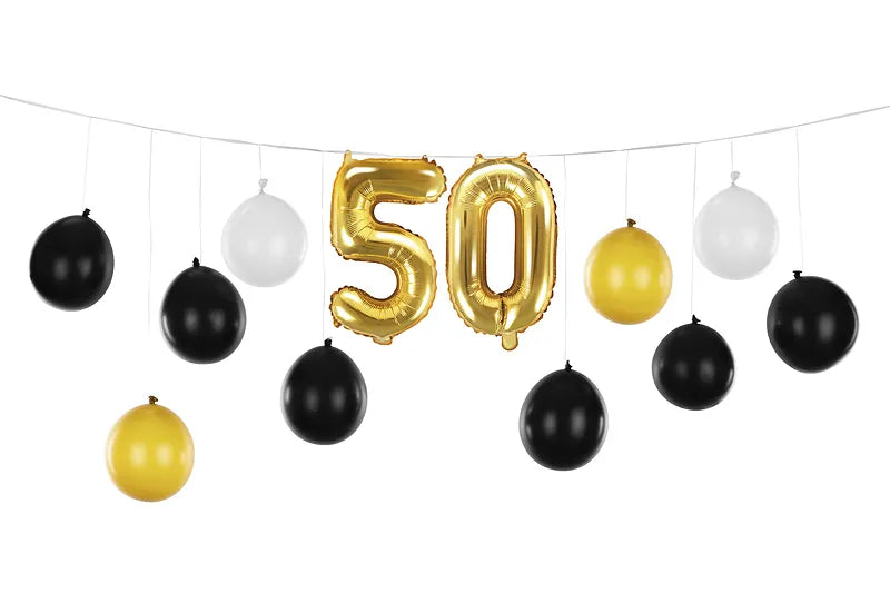 Ilmapallosetti "50" Kulta/Musta/Valkoinen