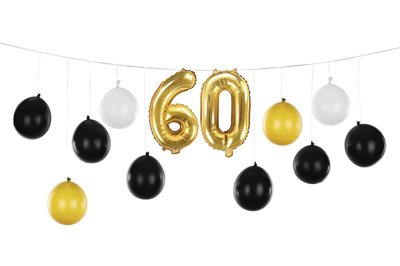 Ilmapallo Setti "60" Kulta/Musta/Valkoinen