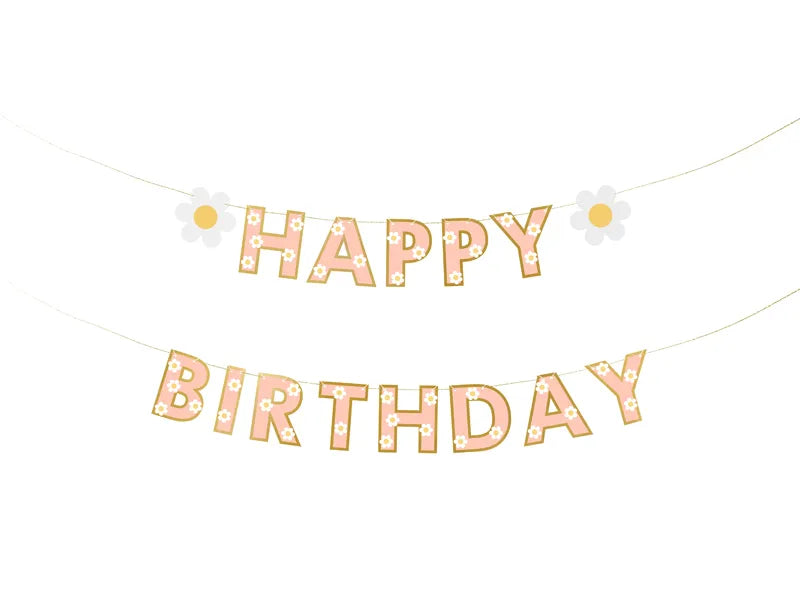 Banneri Happy Birthday Kukkainen 200x14,5cm