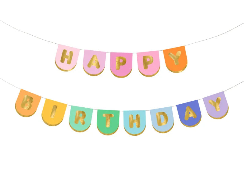 Banner1 Happy Birthday Moniväri 163x12 cm