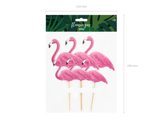 Flamingo-kakkukoristeet, 6 kpl