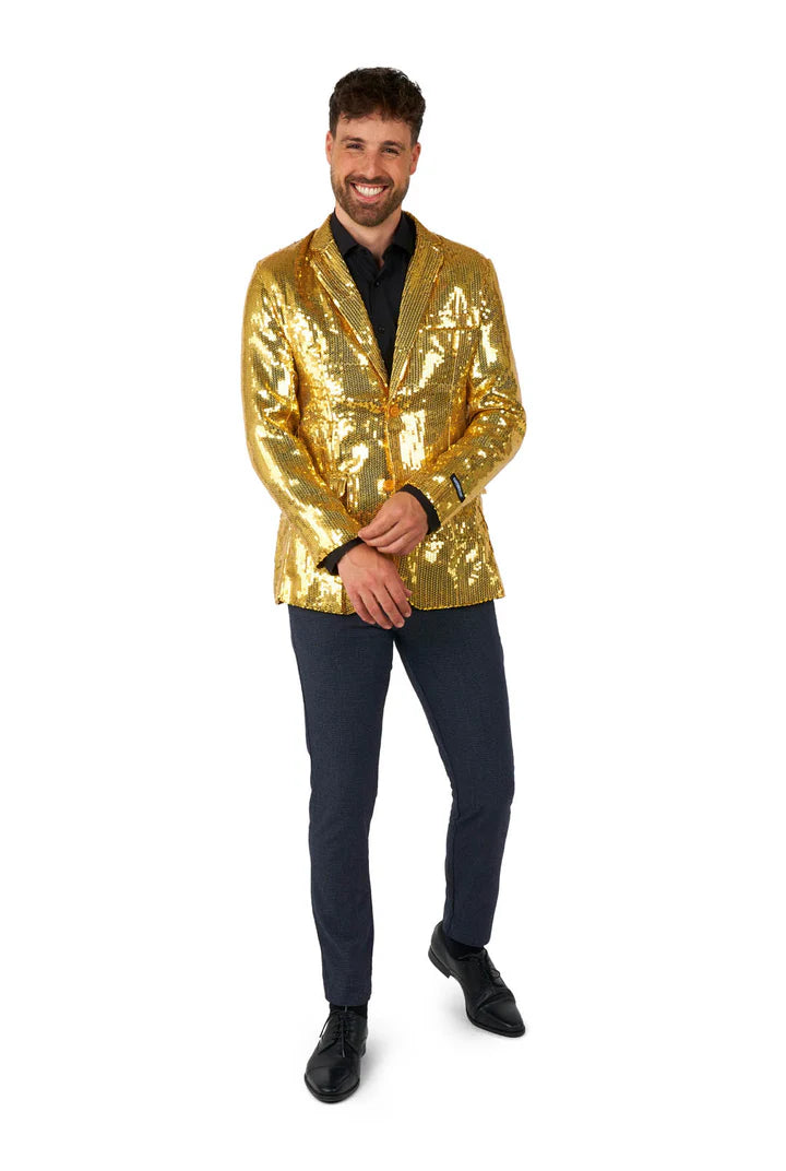 Gold glitter sequin blazer