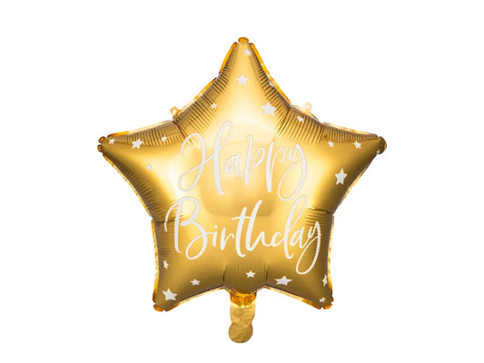 Foliopallo kulta tähti ''Happy Birthday'' 40cm