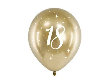 Lateksi Ilmapallo "18" Kulta (6kpl 30cm)