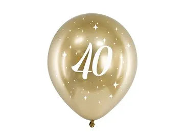 Lateksi Ilmapallo "40" Kulta (6kpl 30cm)
