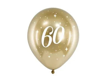 Lateksi Ilmapallo "60" Kulta (6kpl 30cm)