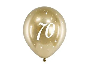 Lateksi Ilmapallo "70" Kulta (6kpl 30cm)