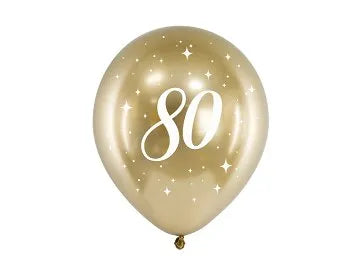Lateksi Ilmapallo "80" Kulta (6kpl 30cm)