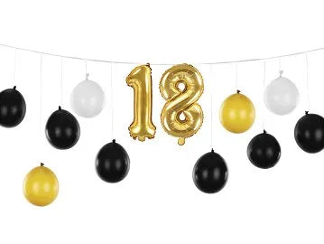 Ilmapallo Setti "18"  Kulta/Musta/Valkoinen