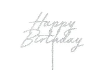 Happy Birthday Kakkukoriste Glitter Hopea