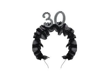 Pääpanta "30" Röyhelöillä ja helmillä