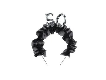 Pääpanta "50" Röyhelöillä ja helmillä
