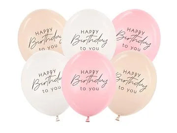 Lateksi Ilmapallo Lajitelma Vaaleanpunainen "Happy Birthday To You" (6kpl 30cm)