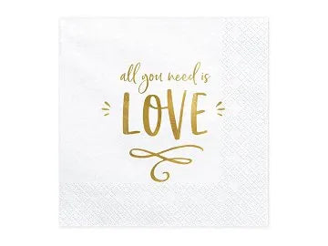 Lautasliina "All you need is love", Kulta 20kpl