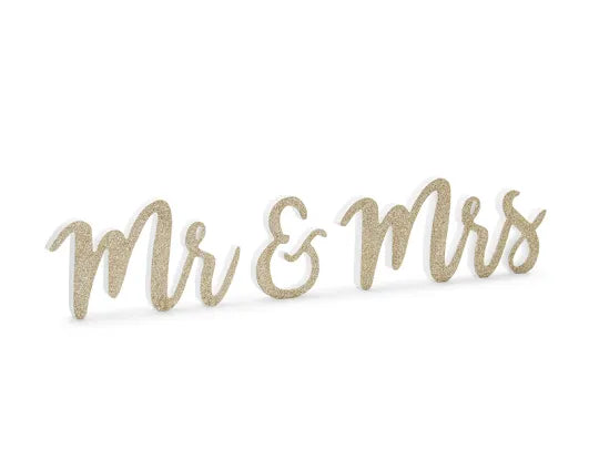 Puinen Koriste "Mr & Mrs" Kulta