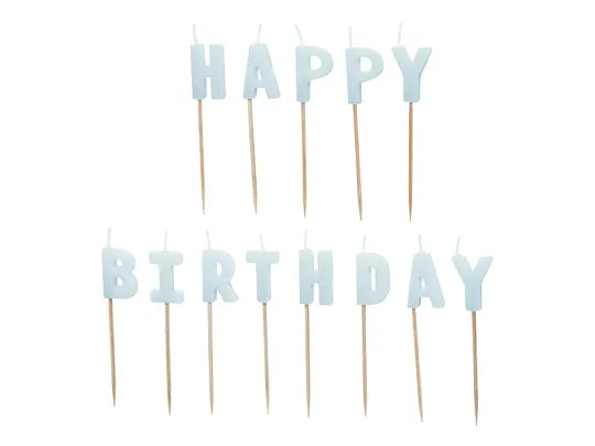 Kakkukynttilä Vaaleansininen "Happy Birthday"