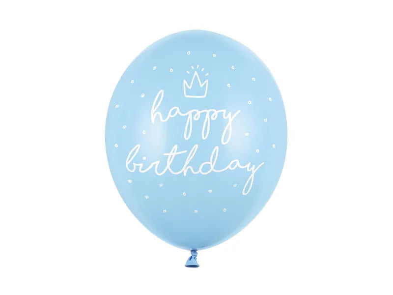 Lateksi ilmapallo vaaleansininen ''Happy Birthday'' (6 kpl 30cm)