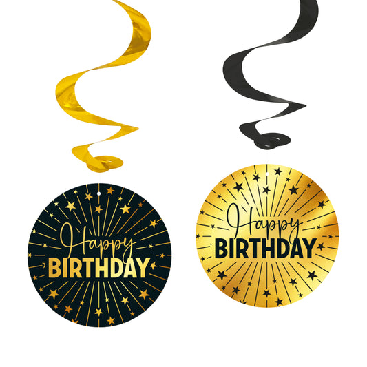Pyörrekoristeet "Happy Birthday" 4 kpl