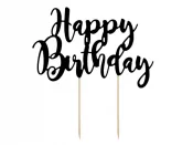 Kakkukoriste Happy Birthday musta