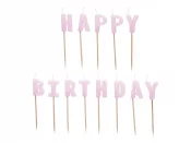 Kakkukynttil Vaaleanpunainen "Happy Birthday"