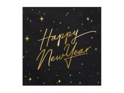 Lautasliina Musta ''Happy new year'' 20 kpl