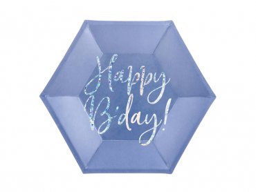 Lautanen Sininen ''Happy B-Day'' (6kpl 20cm)