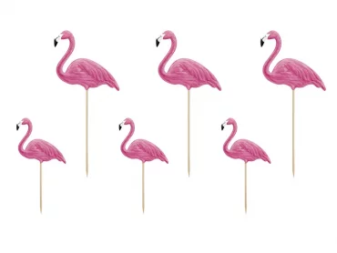 Flamingo-kakkukoristeet, 6 kpl