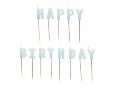 Kakkukynttil Vaaleansininen "Happy Birthday"