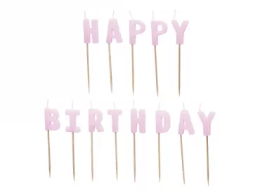Kakkukynttil Vaaleanpunainen "Happy Birthday"