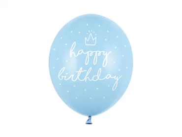 Lateksi ilmapallo vaaleansininen ''Happy Birthday'' (6 kpl 30cm)