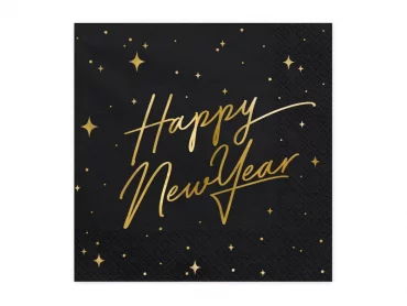 Lautasliina Musta ''Happy new year'' 20 kpl