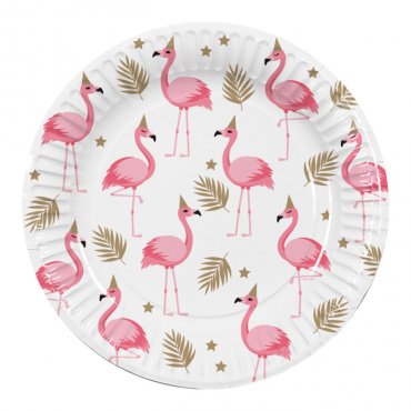 Flamingo-paperilautaset, 10 kpl