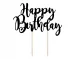 Kakkukoriste Happy Birthday musta
