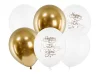 Lateksi ilmapallo kulta valkoinen \'\'Happy Birthday to you\'\' (6 kpl 30cm)